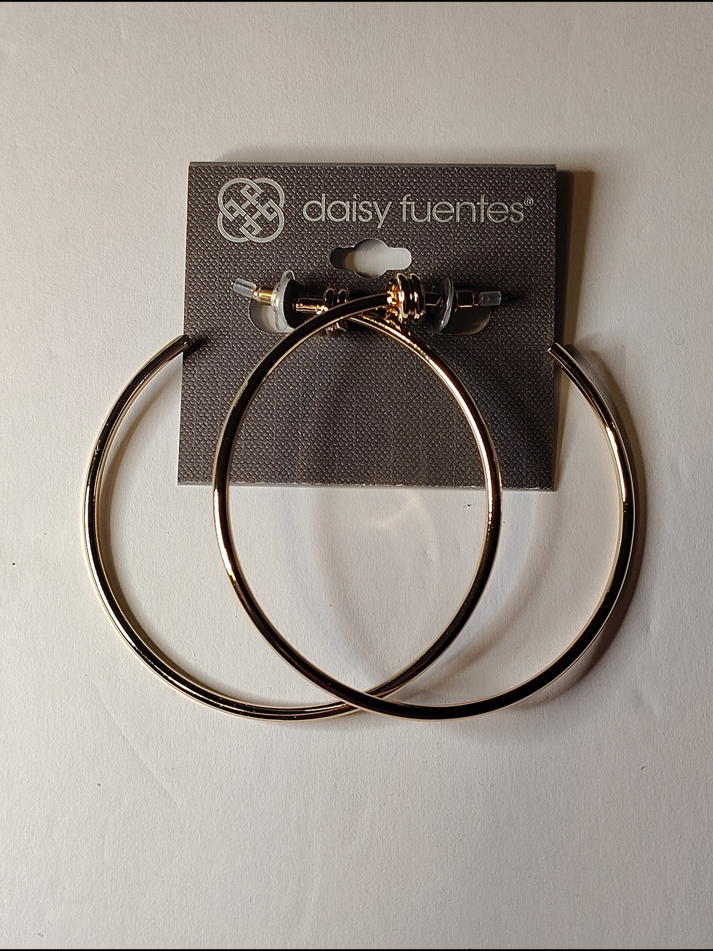 Daisy Fuentes Shiny Gold Large Hoop Earrings - Picture 2 of 2